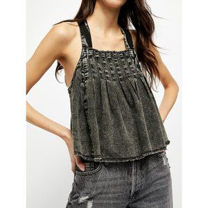 NWOT Free People Marina Denim Top / Washed Black